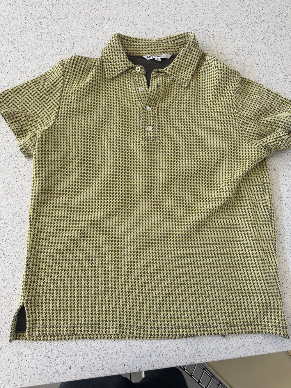 Mr Turk Men's Polo Shirt in yellow - Micro Houndstooth Pattern